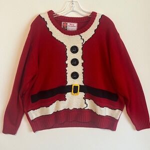 Merry Christmas Santa Suit Ugly Christmas Sweater Red XXL Holiday Knit